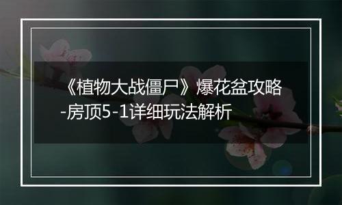 《植物大战僵尸》爆花盆攻略-房顶5-1详细玩法解析