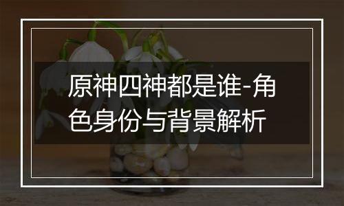 原神四神都是谁-角色身份与背景解析