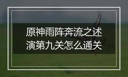 原神雨阵奔流之述演第九关怎么通关