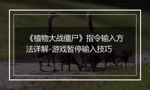 《植物大战僵尸》指令输入方法详解-游戏暂停输入技巧