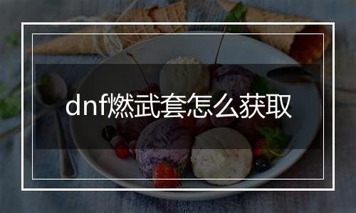 dnf燃武套怎么获取