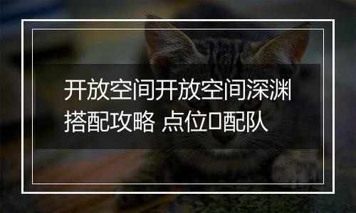 开放空间开放空间深渊搭配攻略 点位➕配队