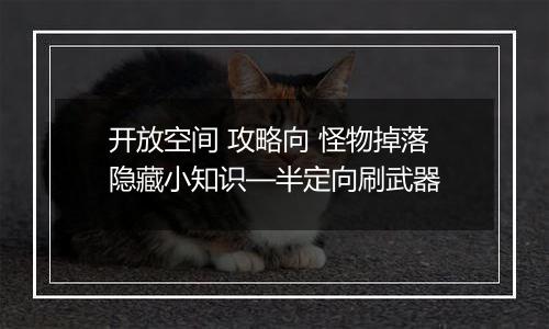 开放空间 攻略向 怪物掉落隐藏小知识—半定向刷武器