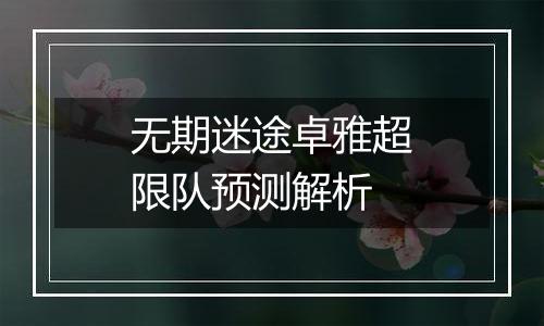 无期迷途卓雅超限队预测解析