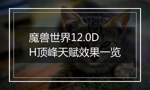 魔兽世界12.0DH顶峰天赋效果一览