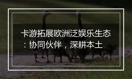 卡游拓展欧洲泛娱乐生态：协同伙伴，深耕本土
