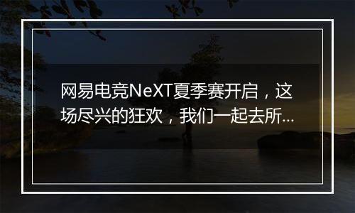 网易电竞NeXT夏季赛开启，这场尽兴的狂欢，我们一起去所向披靡！