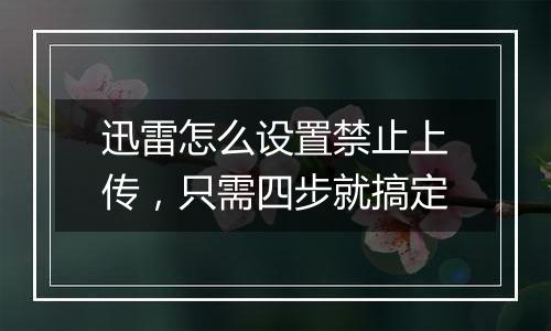 迅雷怎么设置禁止上传，只需四步就搞定