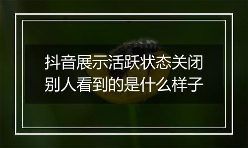 抖音展示活跃状态关闭别人看到的是什么样子