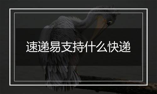 速递易支持什么快递