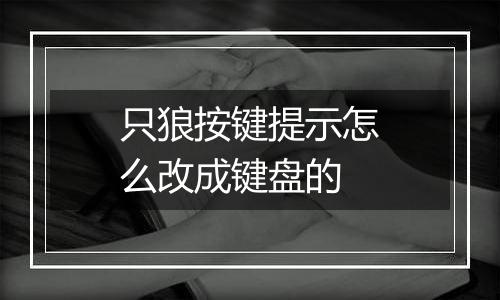 只狼按键提示怎么改成键盘的