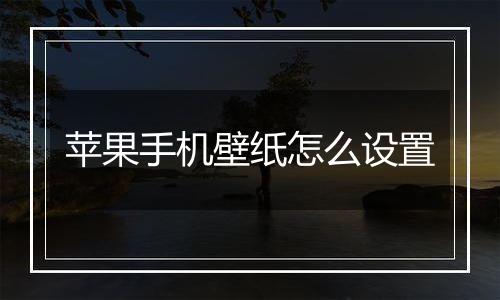 苹果手机壁纸怎么设置
