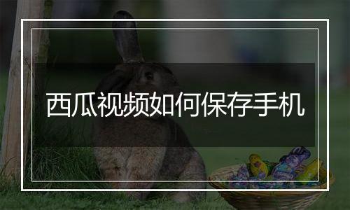 西瓜视频如何保存手机