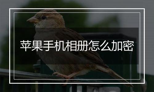 苹果手机相册怎么加密