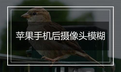 苹果手机后摄像头模糊