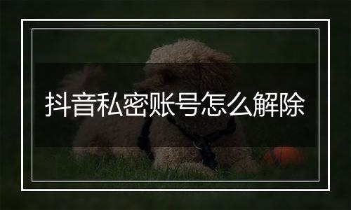 抖音私密账号怎么解除