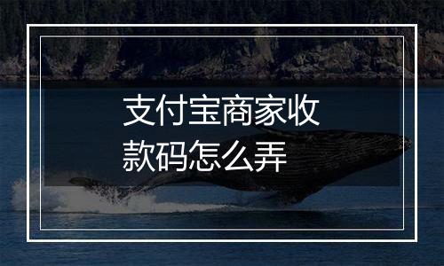 支付宝商家收款码怎么弄