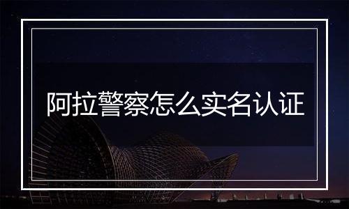 阿拉警察怎么实名认证