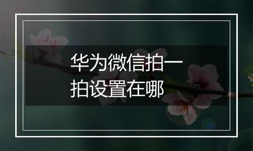 华为微信拍一拍设置在哪