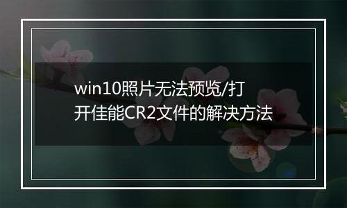 win10照片无法预览/打开佳能CR2文件的解决方法