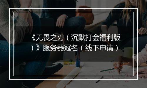 《无畏之刃（沉默打金福利版）》服务器冠名（线下申请）