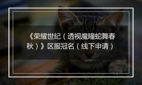 《荣耀世纪(透视魔瞳蛇舞春秋)》区服冠名(线下申请)