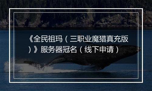 《全民祖玛（三职业魔猎真充版）》服务器冠名（线下申请）
