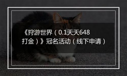《狩游世界（0.1天天648打金）》冠名活动（线下申请）