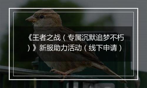 《王者之战（专属沉默追梦不朽）》新服助力活动（线下申请）
