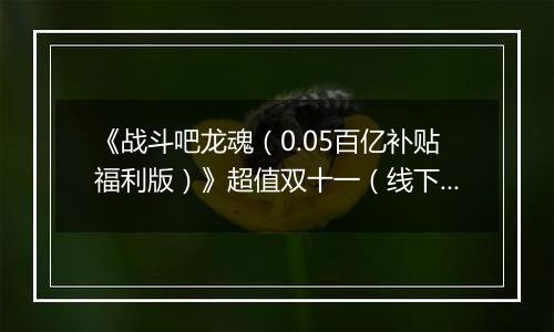 《战斗吧龙魂（0.05百亿补贴福利版）》超值双十一（线下申请）2025-11-07-2025-11-10