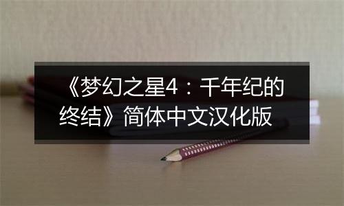 《梦幻之星4：千年纪的终结》简体中文汉化版