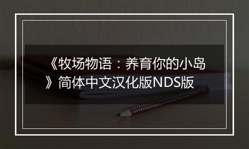 《牧场物语：养育你的小岛》简体中文汉化版NDS版