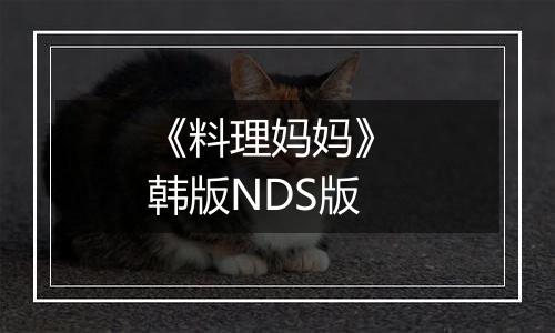 《料理妈妈》 韩版NDS版