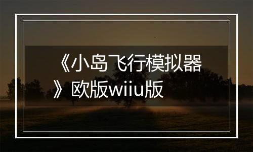 《小岛飞行模拟器》欧版wiiu版