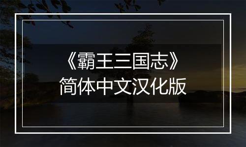 《霸王三国志》简体中文汉化版