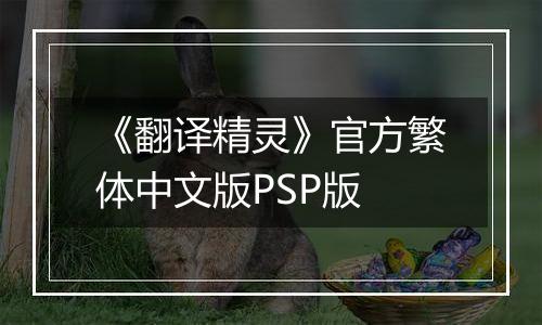 《翻译精灵》官方繁体中文版PSP版